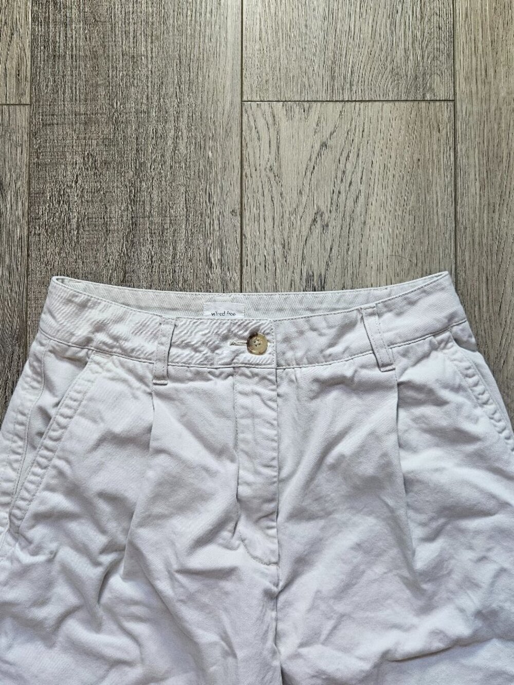Aritzia Wilfred Free Womens Size 6 Off White Pleated Cotton Chino Pants Bone 6 - Picture 4 of 10